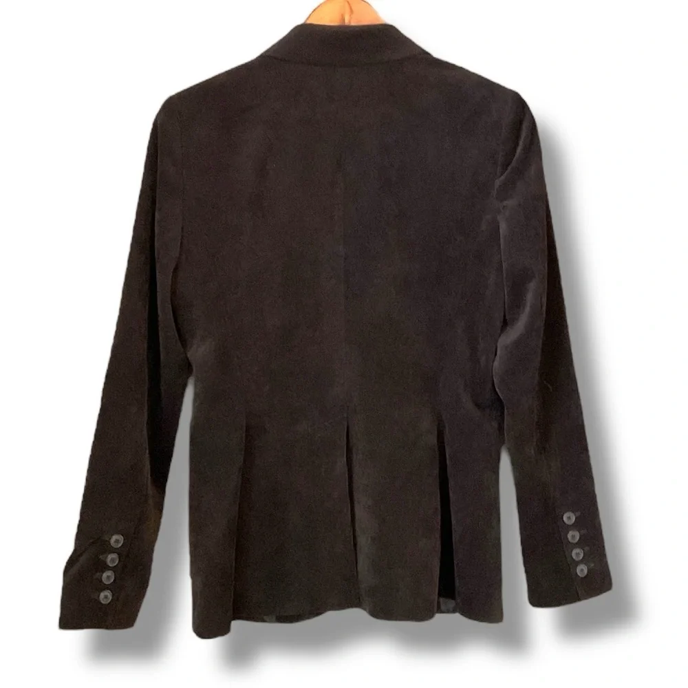 Norma Kamali Black Corduroy Button Front Fitted Blazer Jacket Size 10